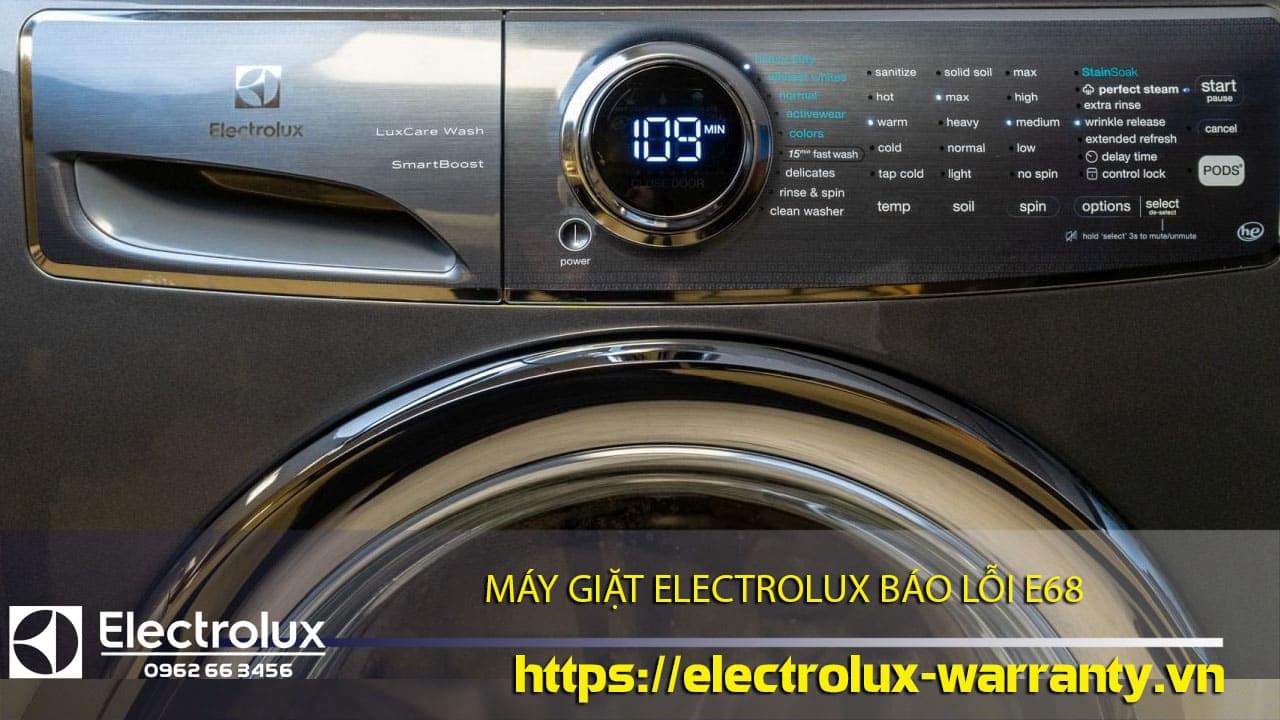 Electrolux washing machine with digital display and control panel, showcasing modern appliance technology.
