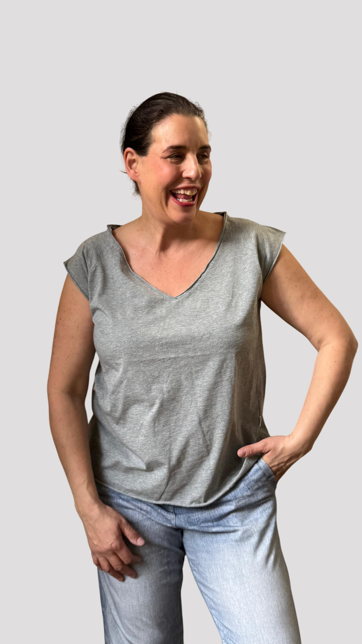 Shirt Elena aus 100% Bio-Baumwolle in graumelange