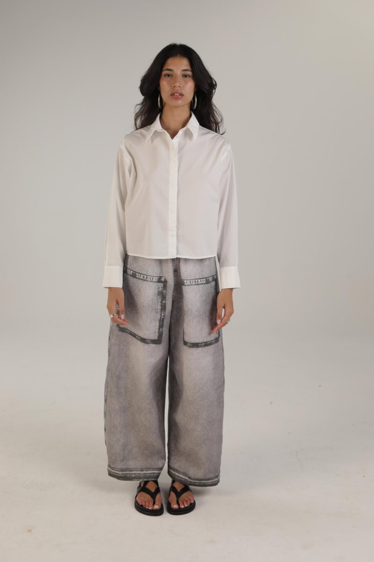 Hose Mali aus 100% Leinen mit Denim Digitaldruck