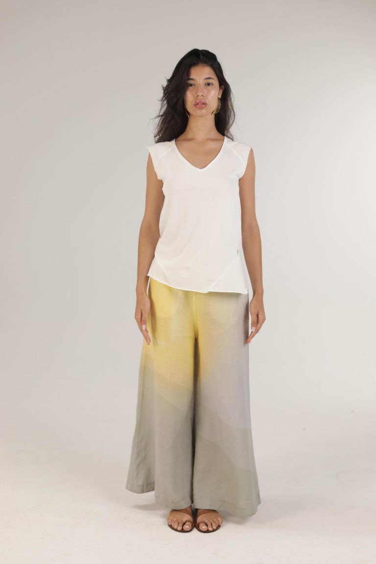 Hose Maki aus 100% Leinen mit Kunst Digitaldruck