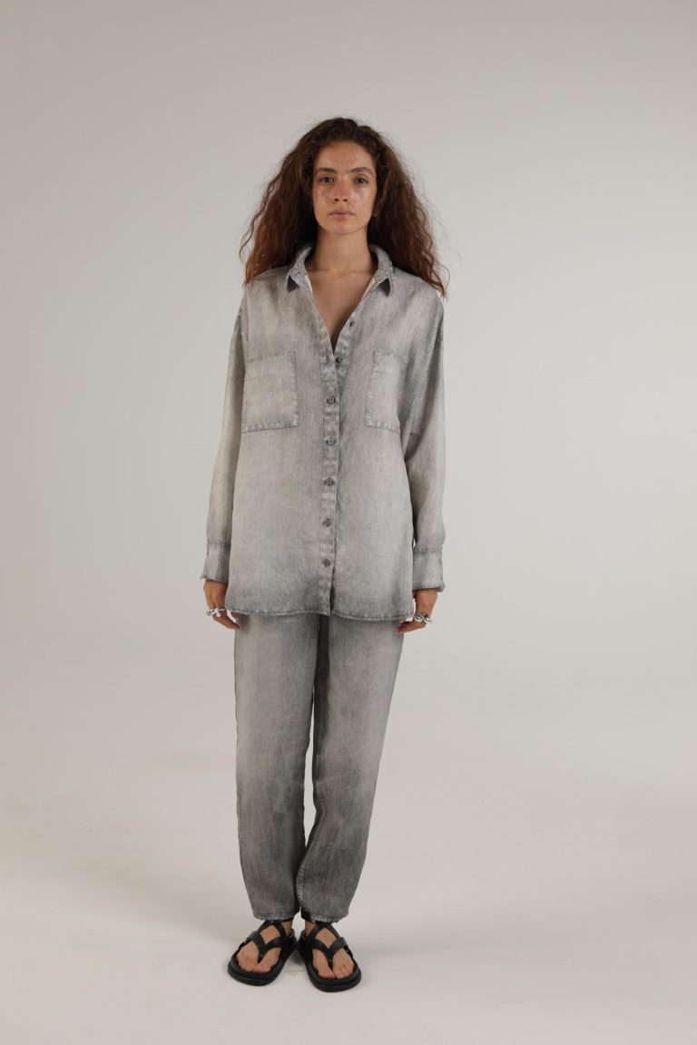 Hose Geishan aus 100% Leinen mit Jeans Digitaldruck