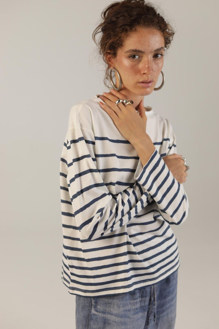 Shirt Kapova aus Bio-Baumwolle mit Streifendruck