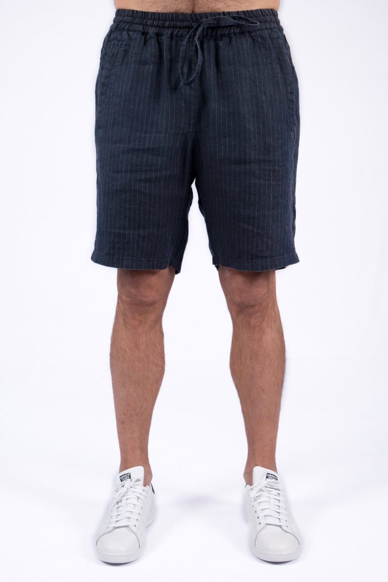 Shorts Adrien aus 100% Leinen mit Nadelstreifen