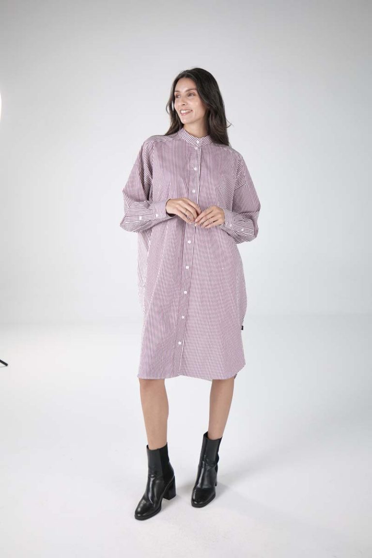 Kleid Aradi aus gestreiftem Popeline aus Bio-Baumwolle