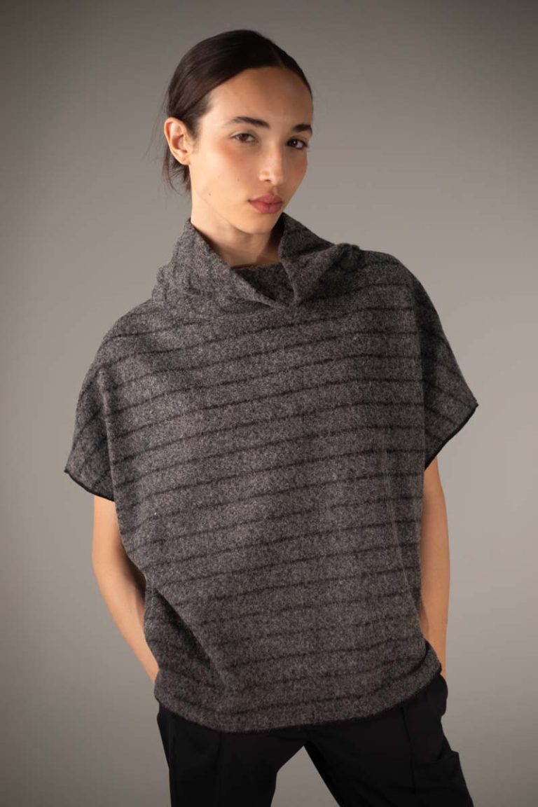 Shirt Diva aus gestreiftem Wollwalk mit Seide (Mulesing free)