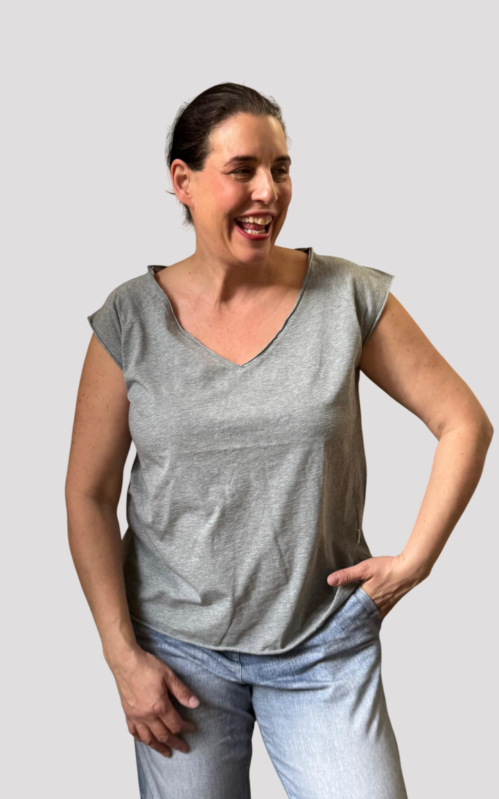 Shirt Elena aus 100% Bio-Baumwolle in graumelange