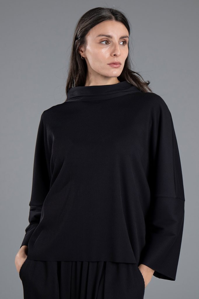 Shirt Dari longsleeve aus gerippter, recycelter Mikrofaser
