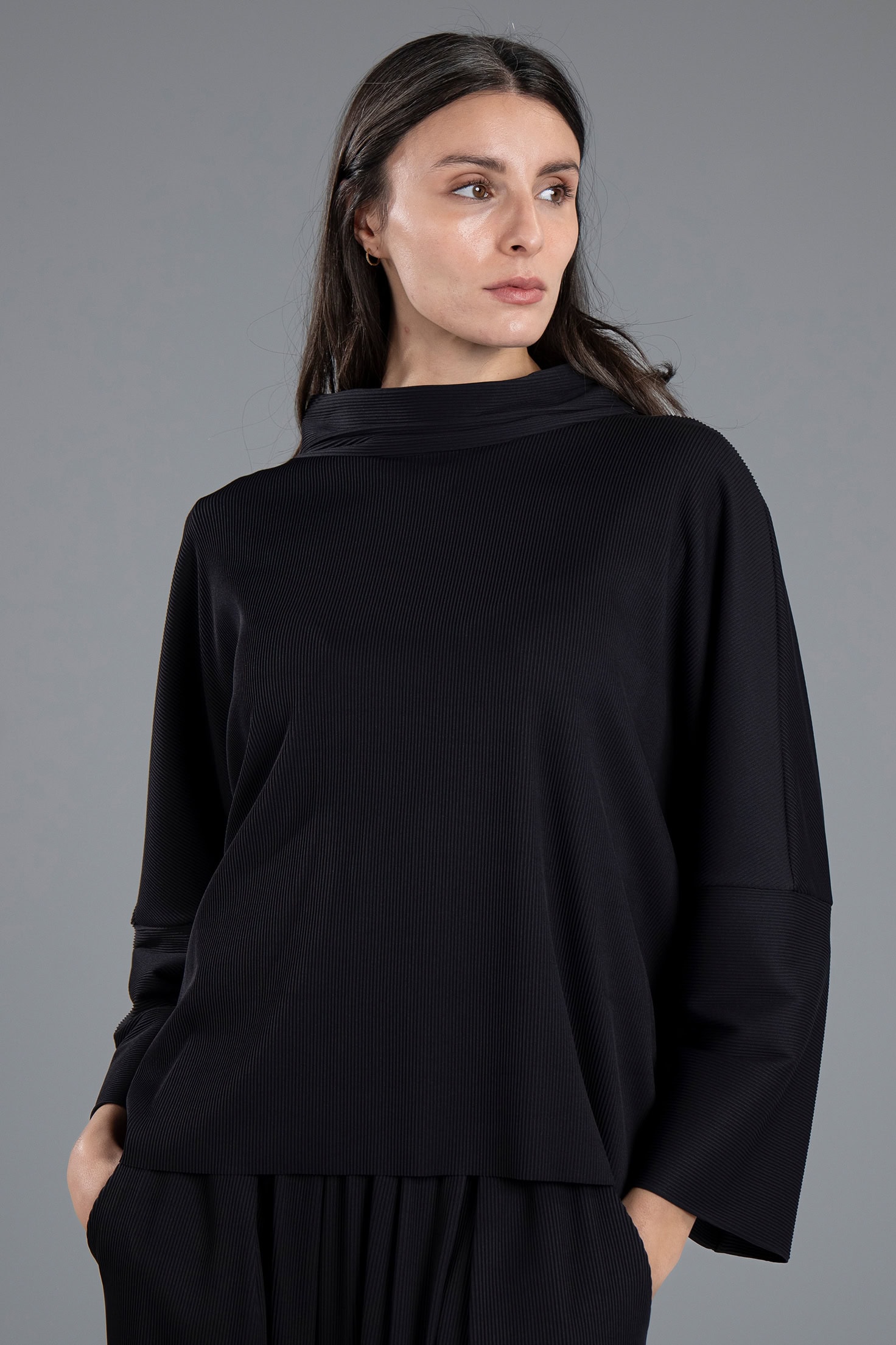 Shirt Dari longsleeve aus gerippter, recycelter Mikrofaser