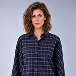 Bluse Tege longsleeve aus Materialmix mit Karomuster