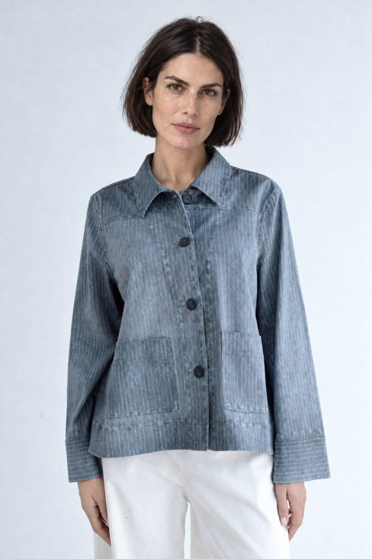 Jacke Naipun aus Bio-Baumwoll mit Digitaldruck Nadelstreifen
