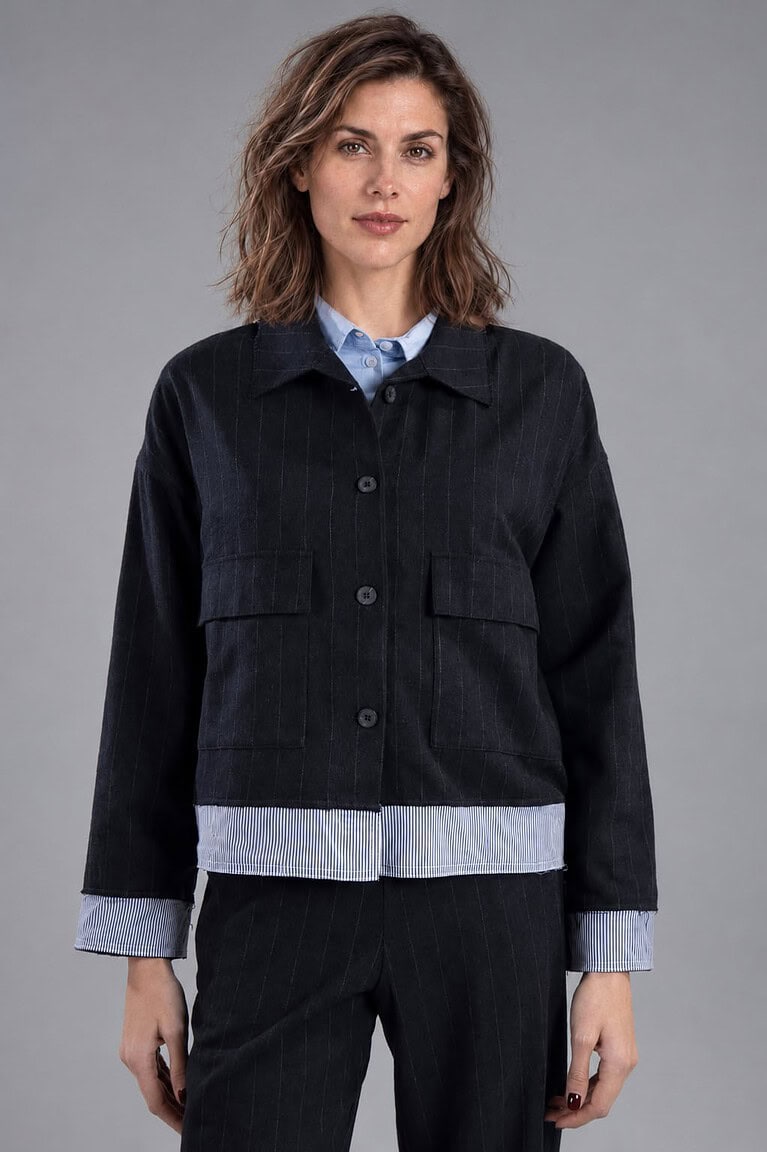 Jacke Manubu aus Wolle mit Nadelstreifen