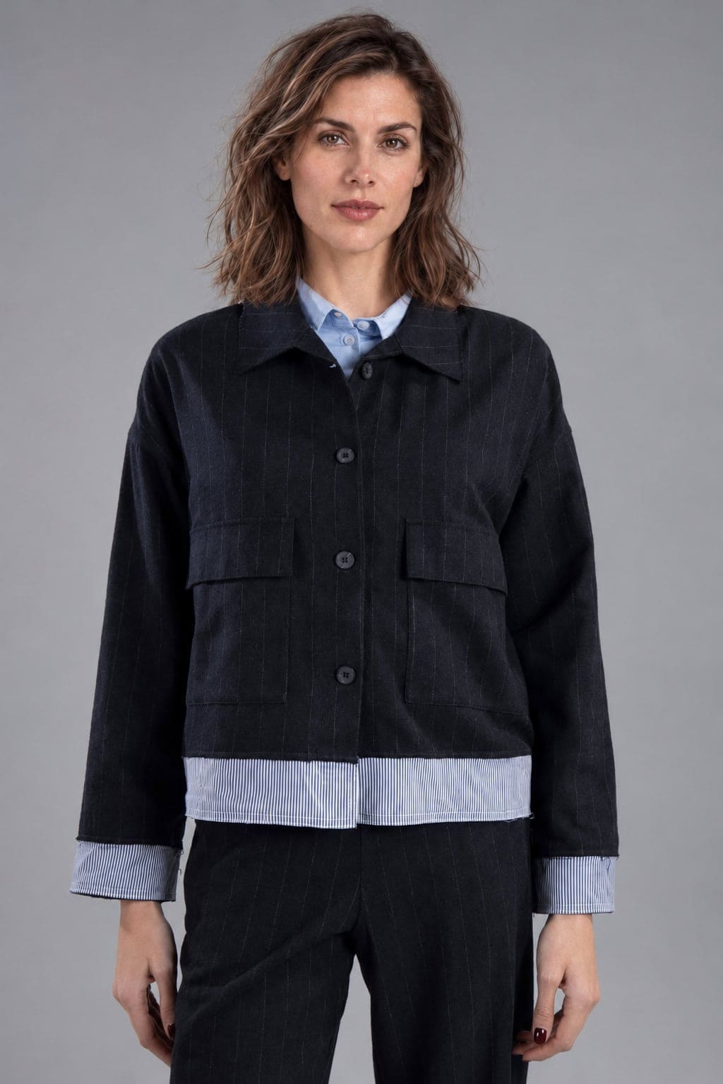 Jacke Manubu aus Wolle mit Nadelstreifen