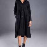 Kleid Kisa Longsleeve aus Wolle mit Nadelstreifen