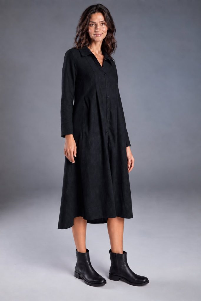 Kleid Kisa Longsleeve aus Wolle mit Nadelstreifen