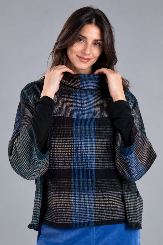 Shirt Dari longsleeve aus strukturiertem Stoff mit mehrfarbigem Karomuster