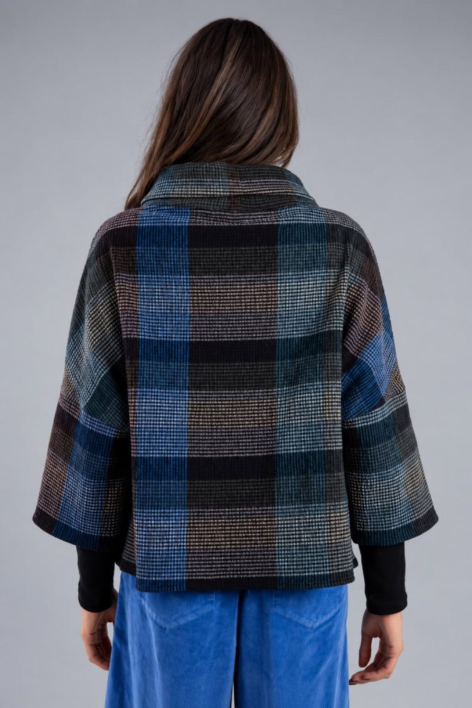 Shirt Dari longsleeve aus strukturiertem Stoff mit mehrfarbigem Karomuster