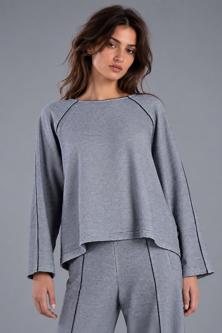 Shirt Vasu aus Bio- Baumwolljersey mit Piqué-Struktur