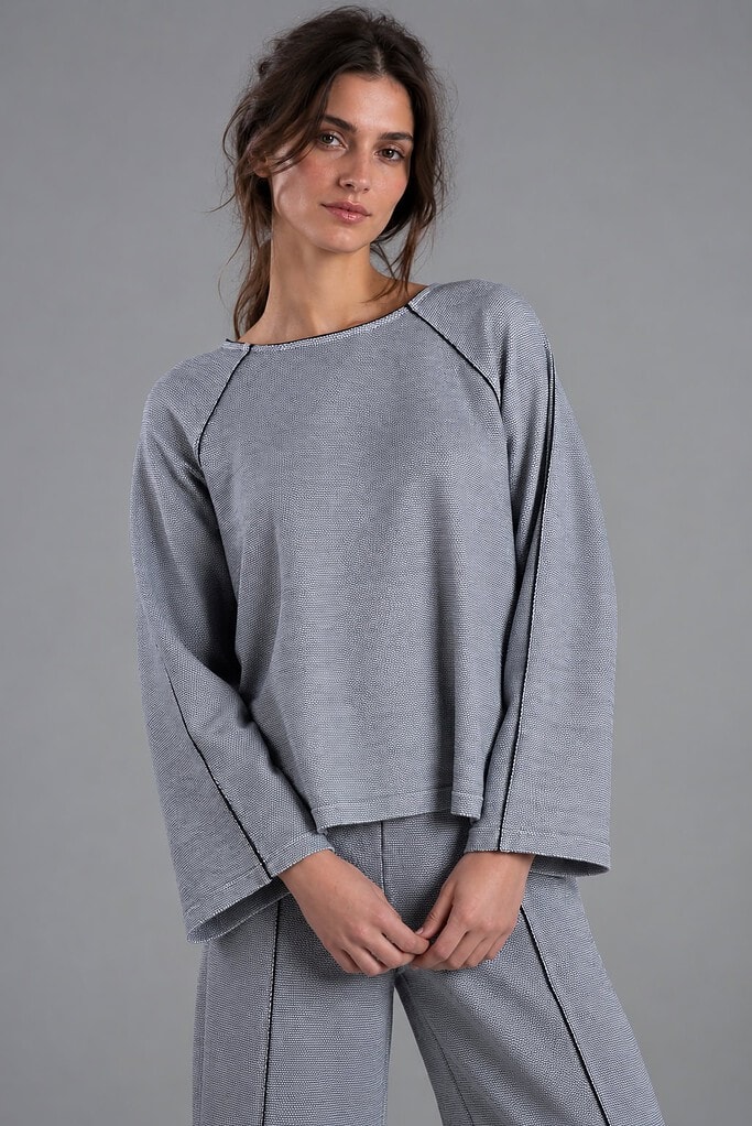 Shirt Vasu aus Bio- Baumwolljersey mit Piqué-Struktur