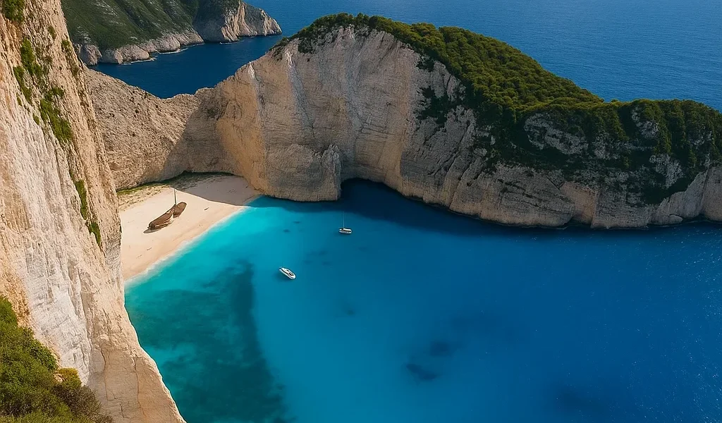 Θέρετρο στη Ζάκυνθο, ελληνική παραλία με βραχώδης ακτές και καταγάλανα νερά, ιδανικό για διακοπές και θαλάσσιες δραστηριότητες.