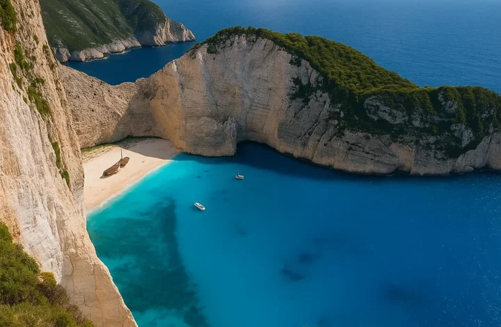Θέρετρο στη Ζάκυνθο, ελληνική παραλία με βραχώδης ακτές και καταγάλανα νερά, ιδανικό για διακοπές και θαλάσσιες δραστηριότητες.