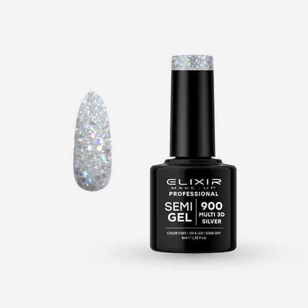 Ημιμόνιμο βερνίκι 8ml – #900 (Multi 3D Silver)