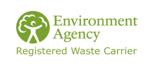 Environment Agency registered waste carrier logo for eco-friendly waste management.