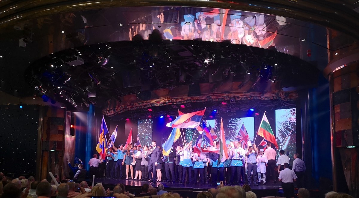 Cruise onboard Marella Discovery in Theatre Waving Flags