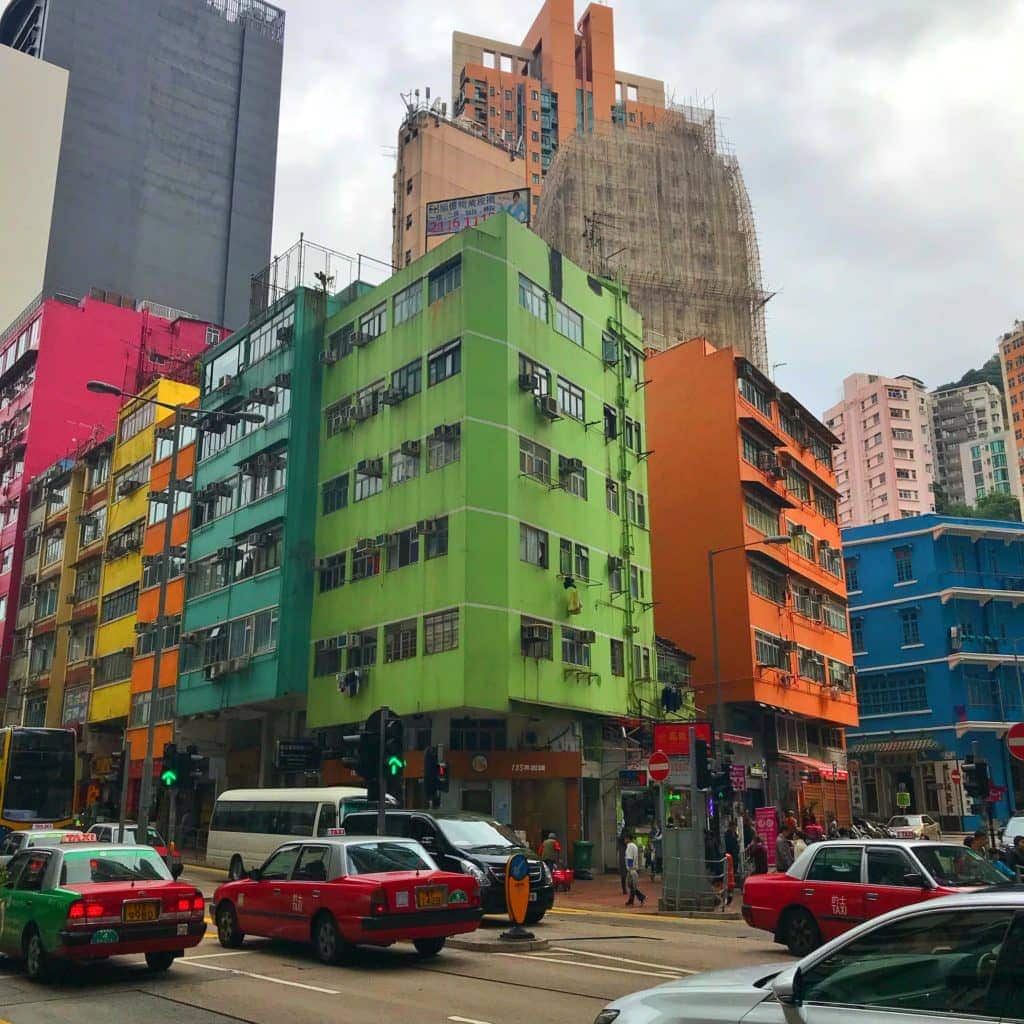 Coloured apartment blocks
