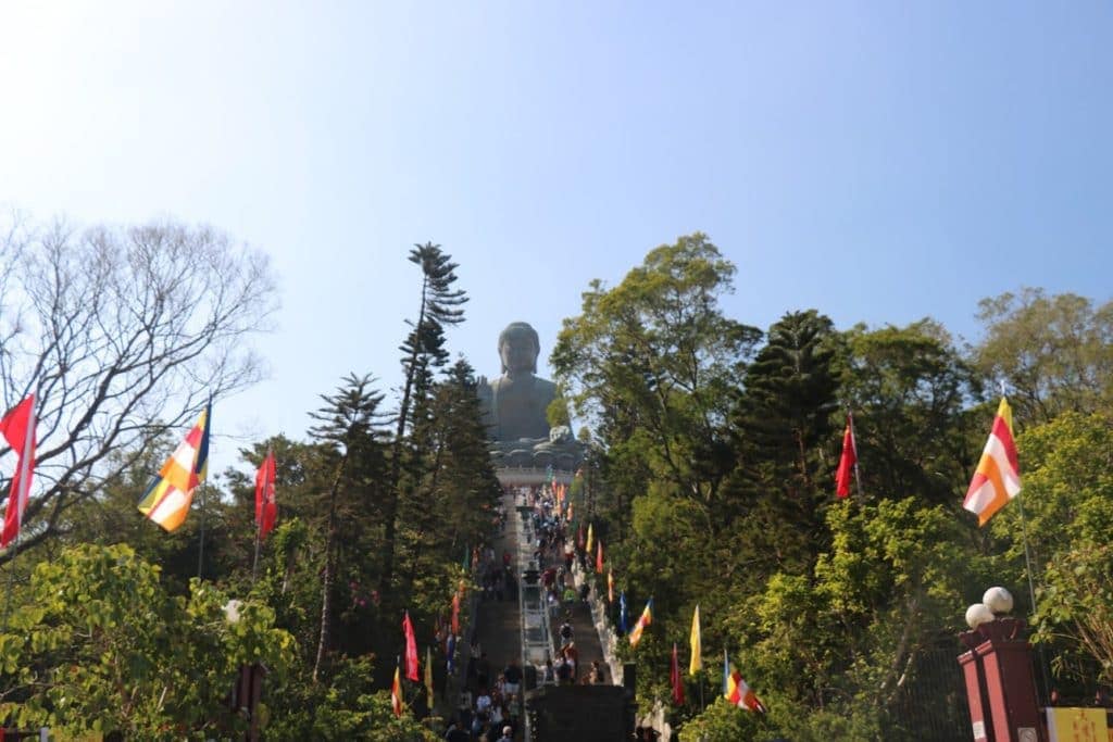 A large Buddha statue with 268 steps leading up to it
