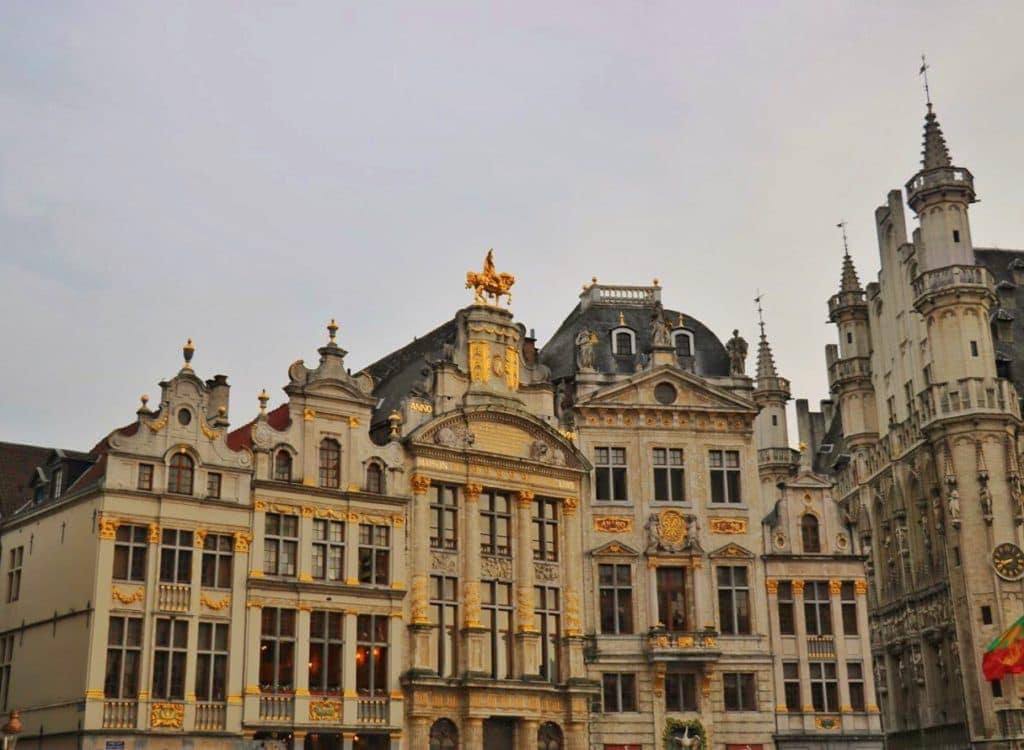 Gold buildings at sunset