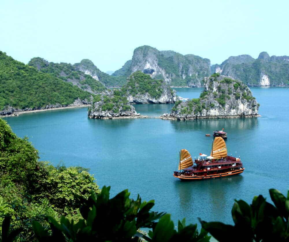 A junk boat on Halong Bay