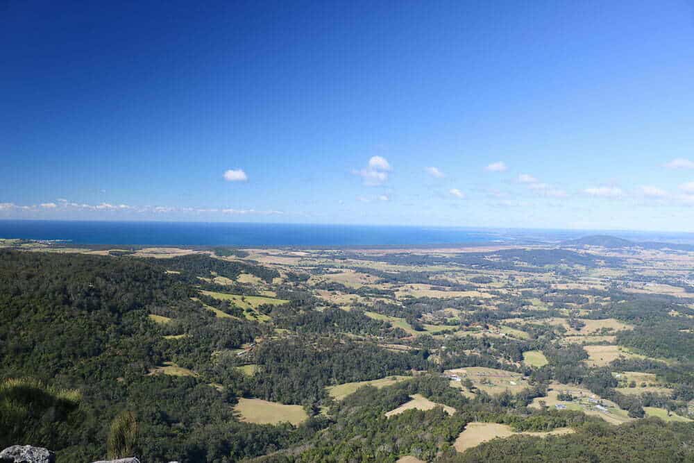 A green valley view from the top of the Drawing Room Rocks