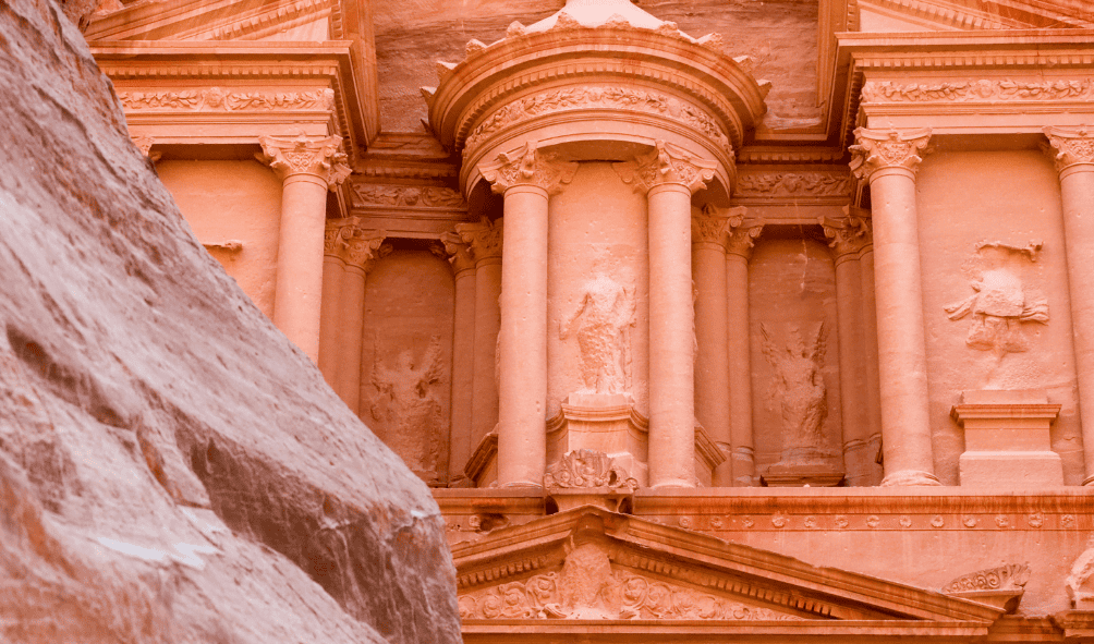 A building carved into a cliff
