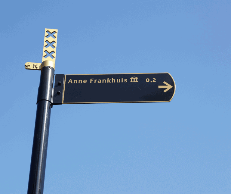 A street sign reading Anne Frank Huis