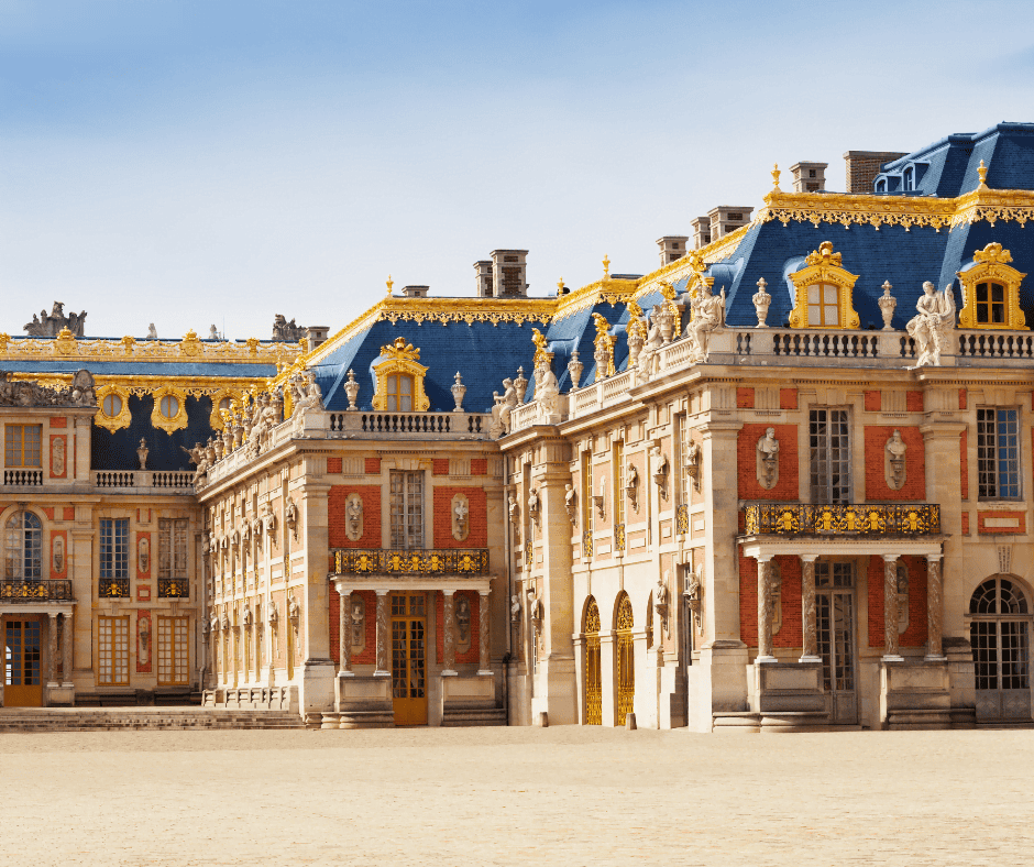 The coloured exterior of the Palace of Versailles