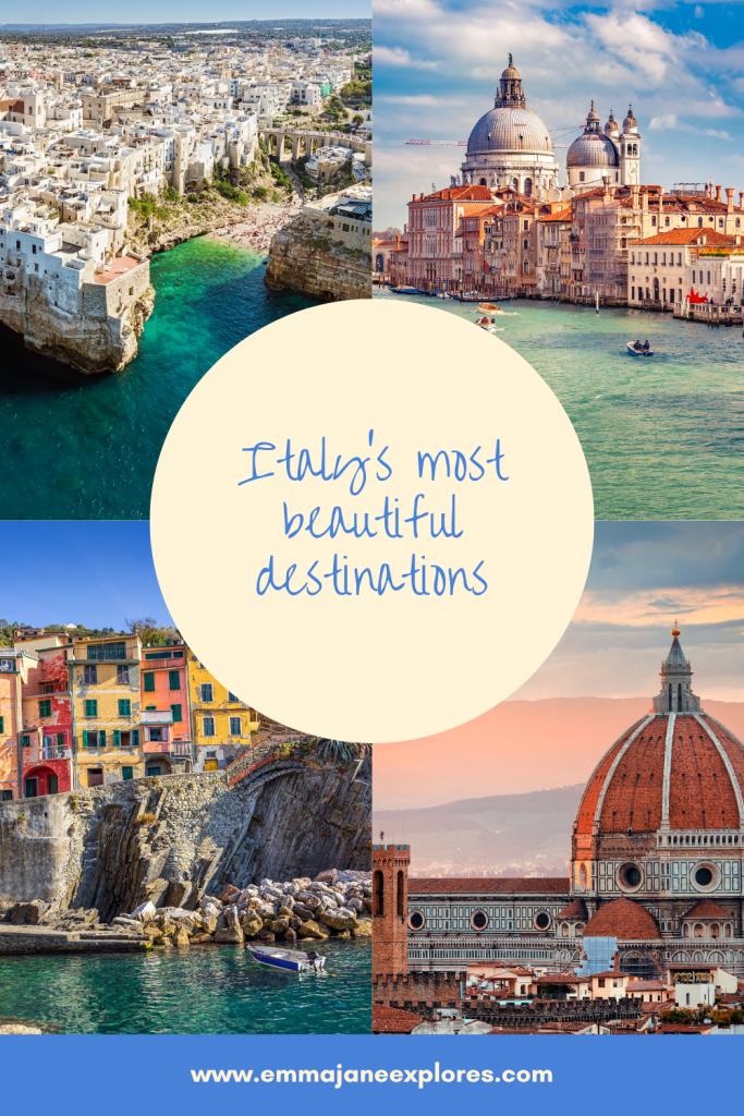 Mediterranean coastal towns with colourful buildings and historic architecture in Italy's most beautiful destinations.