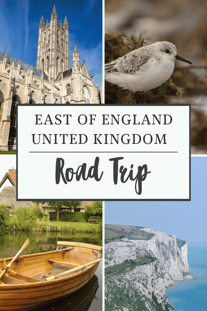 A scenic view of a historic cathedral alongside stunning white chalk cliffs and the ocean in East of England, United Kingdom, perfect for a memorable road trip adventure.
