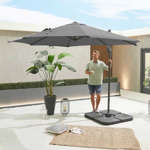 Apollo Grey Frame Cantilever Parasol - 3m Round