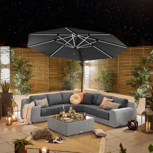 Galaxy Frame LED Cantilever Parasol - 3.5m Round