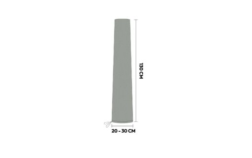 Gray outdoor patio heater cover with dimensions 150 cm in height and 20-30 cm in diameter, made of durable weather-resistant material for protection against the elements.