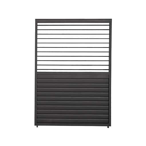 Modern black aluminum privacy slat fence panel for outdoor home and garden privacy screening. Durable, stylish, and perfect for enhancing your backyard or patio decor.
