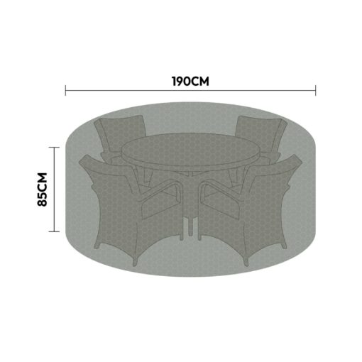 Outdoor patio dining set with a round glass table and six matching chairs, ideal for backyard, garden, or patio entertaining at Empire Home and Garden.
