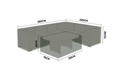 Stylish outdoor sectional sofa with built-in table, ideal for garden or patio entertainment, made with durable weather-resistant materials.