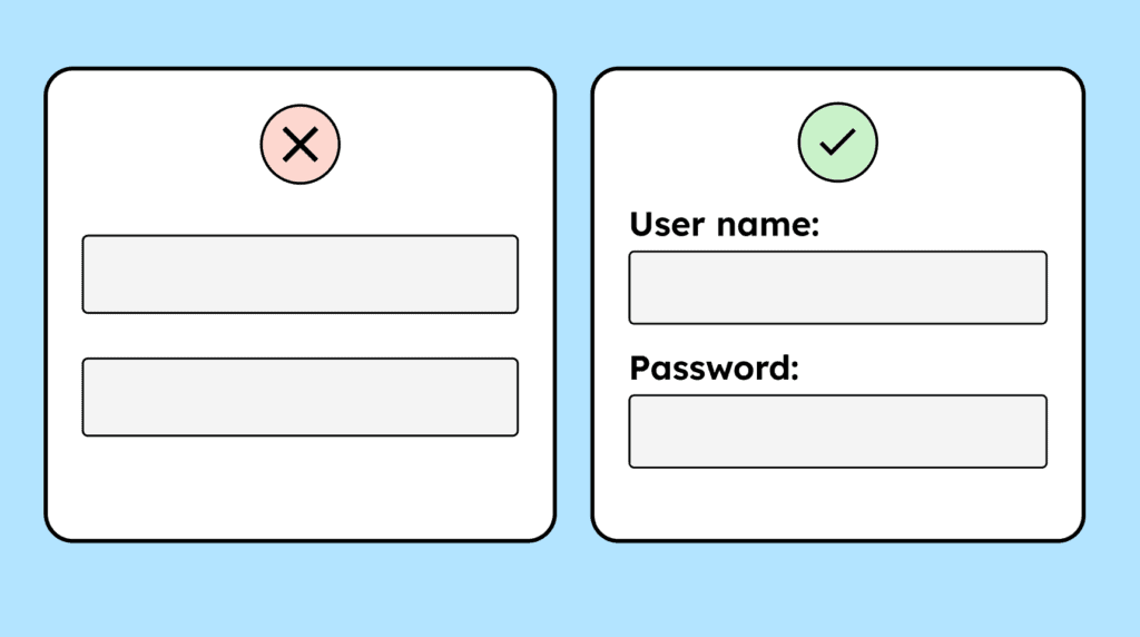 Two form fields are shown: the first has no label, while the second includes a proper label.