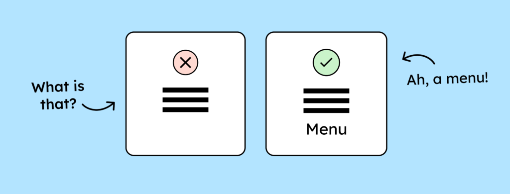 Two menu icons. One with the word "Menu" underneath and one without.