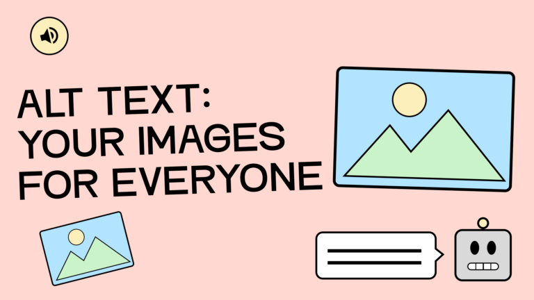 Illustration of two images and a screen reader indicating that it is reading alt text.
