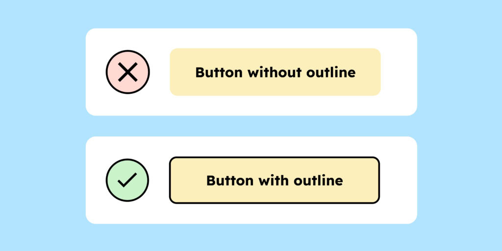 A yellow button without an outline and one with.