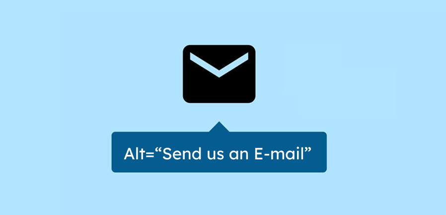 A letter icon. Below it says: Alt text is the same, send us an email.