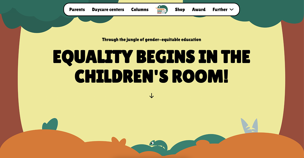 The website of the "Colors are for everyone"; initiative is accessible despite its playful, colorful design. Here you can see a screenshot of the rainforest scene on the site.