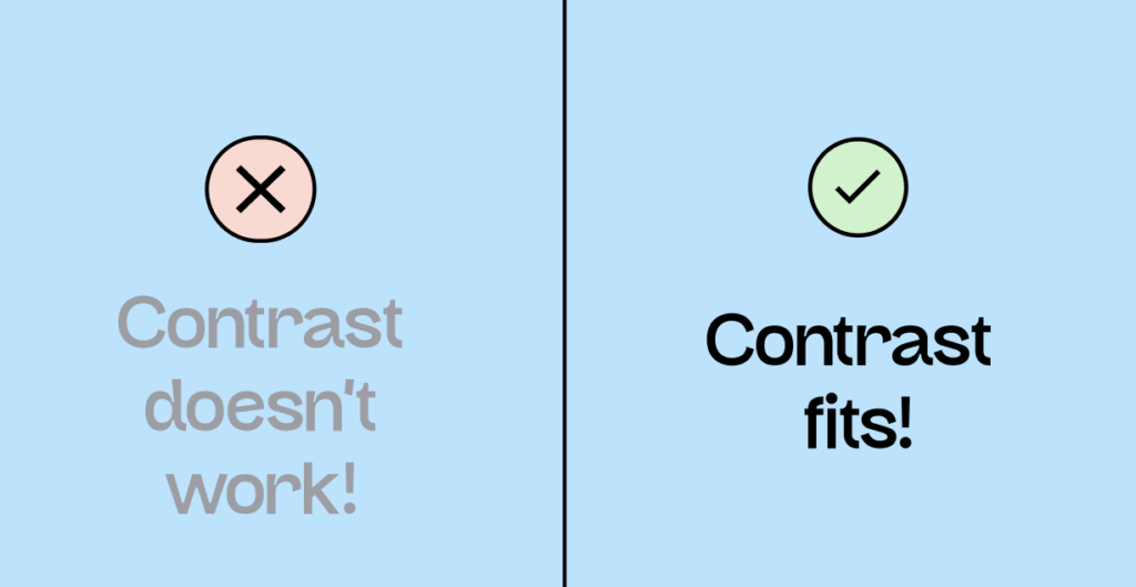 Two texts. One is very light and lacks sufficient contrast, the other is black and has sufficient contrast.